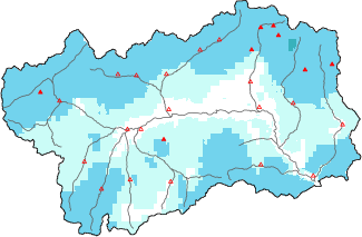 New snow in the last 24h + Modello 1 AINEVA (MOD1) data