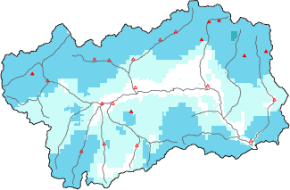 New snow in the last 72h + Modello 1 AINEVA (MOD1) data
