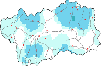 New snow in the last 24h + Modello 1 AINEVA (MOD1) data