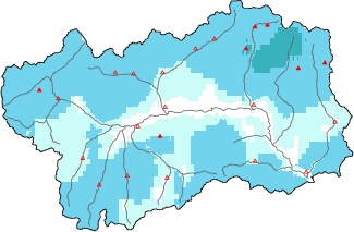 New snow in the last 72h + Modello 1 AINEVA (MOD1) data