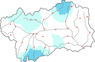 Neige fra&icirc;che dans les derni&egrave;res 24h + donn&eacute;es Modello 1 AINEVA (MOD1)