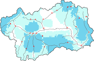 Neige fra&icirc;che dans les derni&egrave;res 24h + donn&eacute;es Modello 1 AINEVA (MOD1)