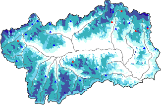 Hauter de neige + donn&eacute;es de station automatiques (AWS) + donn&eacute;es Modello 1 AINEVA (MOD1) au-dessus de 2000 m