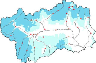 Neige fra&icirc;che dans les derni&egrave;res 24h + donn&eacute;es Modello 1 AINEVA (MOD1)