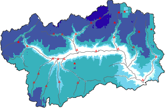 Neige fra&icirc;che dans les derni&egrave;res 24h + donn&eacute;es Modello 1 AINEVA (MOD1)