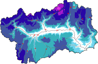 Neige fra&icirc;che dans les derni&egrave;res 72h + donn&eacute;es Modello 1 AINEVA (MOD1)