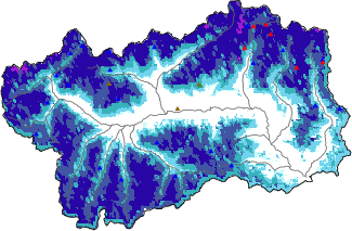 Hauter de neige + donn&eacute;es de station automatiques (AWS) + donn&eacute;es Modello 1 AINEVA (MOD1) au-dessus de 2000 m