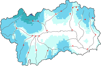 Neige fra&icirc;che dans les derni&egrave;res 72h + donn&eacute;es Modello 1 AINEVA (MOD1)