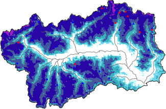 Hauter de neige + donn&eacute;es de station automatiques (AWS) + donn&eacute;es Modello 1 AINEVA (MOD1) au-dessus de 2000 m