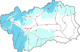 Neige fra&icirc;che dans les derni&egrave;res 24h + donn&eacute;es Modello 1 AINEVA (MOD1)