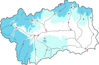 Neige fra&icirc;che dans les derni&egrave;res 72h + donn&eacute;es Modello 1 AINEVA (MOD1)