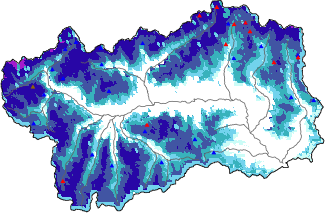 Hauter de neige + donn&eacute;es de station automatiques (AWS) + donn&eacute;es Modello 1 AINEVA (MOD1) au-dessus de 2000 m