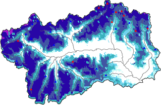 Hauter de neige + donn&eacute;es de station automatiques (AWS) + donn&eacute;es Modello 1 AINEVA (MOD1) au-dessus de 2000 m