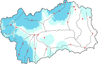 Neige fra&icirc;che dans les derni&egrave;res 24h + donn&eacute;es Modello 1 AINEVA (MOD1)