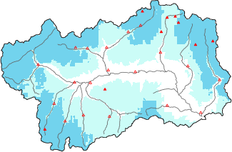 Neige fra&icirc;che dans les derni&egrave;res 24h + donn&eacute;es Modello 1 AINEVA (MOD1)