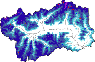 Hauter de neige + donn&eacute;es de station automatiques (AWS) + donn&eacute;es Modello 1 AINEVA (MOD1) au-dessus de 2000 m