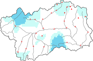 Neige fra&icirc;che dans les derni&egrave;res 24h + donn&eacute;es Modello 1 AINEVA (MOD1)