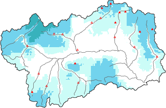 Neige fra&icirc;che dans les derni&egrave;res 72h + donn&eacute;es Modello 1 AINEVA (MOD1)