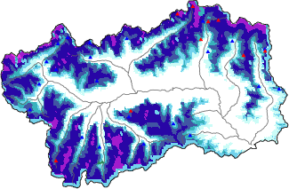 Hauter de neige + donn&eacute;es de station automatiques (AWS) + donn&eacute;es Modello 1 AINEVA (MOD1) au-dessus de 2000 m