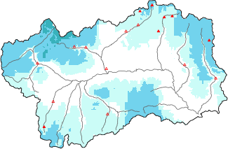 Neige fra&icirc;che dans les derni&egrave;res 72h + donn&eacute;es Modello 1 AINEVA (MOD1)