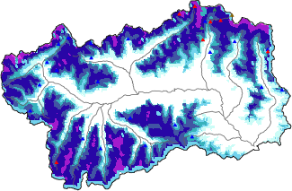 Hauter de neige + donn&eacute;es de station automatiques (AWS) + donn&eacute;es Modello 1 AINEVA (MOD1) au-dessus de 2000 m