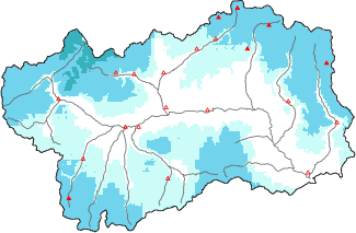 Neige fra&icirc;che dans les derni&egrave;res 72h + donn&eacute;es Modello 1 AINEVA (MOD1)