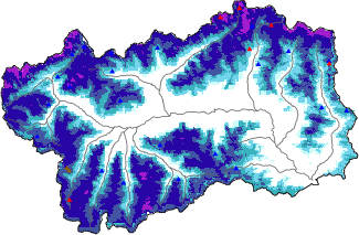 Hauter de neige + donn&eacute;es de station automatiques (AWS) + donn&eacute;es Modello 1 AINEVA (MOD1) au-dessus de 2000 m
