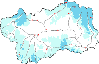 Neige fra&icirc;che dans les derni&egrave;res 72h + donn&eacute;es Modello 1 AINEVA (MOD1)