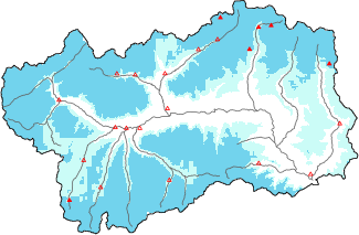 Neige fra&icirc;che dans les derni&egrave;res 24h + donn&eacute;es Modello 1 AINEVA (MOD1)