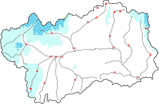 Neige fra&icirc;che dans les derni&egrave;res 24h + donn&eacute;es Modello 1 AINEVA (MOD1)
