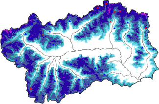 Hauter de neige + donn&eacute;es de station automatiques (AWS) + donn&eacute;es Modello 1 AINEVA (MOD1) au-dessus de 2000 m