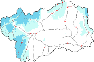 Neige fra&icirc;che dans les derni&egrave;res 72h + donn&eacute;es Modello 1 AINEVA (MOD1)
