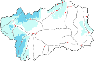 Neige fra&icirc;che dans les derni&egrave;res 72h + donn&eacute;es Modello 1 AINEVA (MOD1)