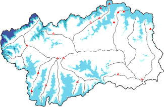 Neige fra&icirc;che dans les derni&egrave;res 72h + donn&eacute;es Modello 1 AINEVA (MOD1)