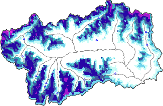 Altezza neve al suolo + dati stazioni automatiche (AWS) e Modelli 1 AINEVA (MOD1) sotto i 2000 m