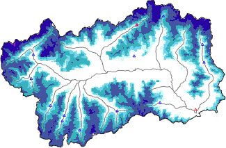 Altezza neve al suolo + dati stazioni automatiche (AWS) e Modelli 1 AINEVA (MOD1) sotto i 2000 m