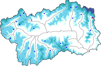 Altezza neve al suolo + dati stazioni automatiche (AWS) e Modelli 1 AINEVA (MOD1) oltre i 2000 m