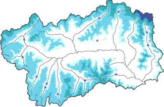 Altezza neve al suolo + dati stazioni automatiche (AWS) e Modelli 1 AINEVA (MOD1) sotto i 2000 m