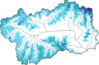 Altezza neve al suolo + dati stazioni automatiche (AWS) e Modelli 1 AINEVA (MOD1) oltre i 2000 m