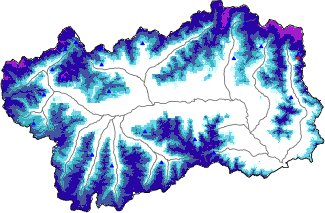 Altezza neve al suolo + dati stazioni automatiche (AWS) e Modelli 1 AINEVA (MOD1) oltre i 2000 m