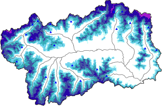 Altezza neve al suolo + dati stazioni automatiche (AWS) e Modelli 1 AINEVA (MOD1) oltre i 2000 m