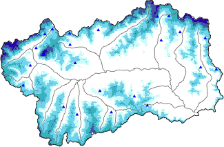 Altezza neve al suolo + dati stazioni automatiche (AWS) e Modelli 1 AINEVA (MOD1) oltre i 2000 m