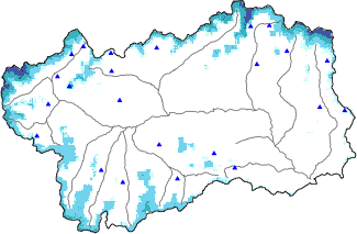 Altezza neve al suolo + dati stazioni automatiche (AWS) e Modelli 1 AINEVA (MOD1) oltre i 2000 m