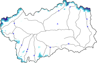 Hauter de neige + donn&eacute;es de station automatiques (AWS) + donn&eacute;es Modello 1 AINEVA (MOD1) au-dessous de 2000 m