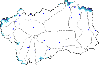 Hauter de neige + donn&eacute;es de station automatiques (AWS) + donn&eacute;es Modello 1 AINEVA (MOD1) au-dessus de 2000 m