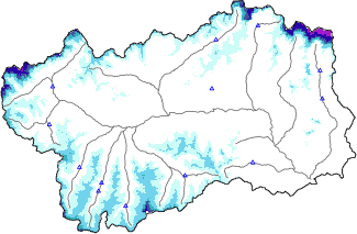 Hauter de neige + donn&eacute;es de station automatiques (AWS) + donn&eacute;es Modello 1 AINEVA (MOD1) au-dessous de 2000 m