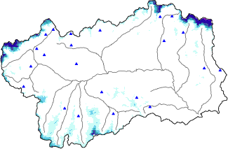 Hauter de neige + donn&eacute;es de station automatiques (AWS) + donn&eacute;es Modello 1 AINEVA (MOD1) au-dessus de 2000 m