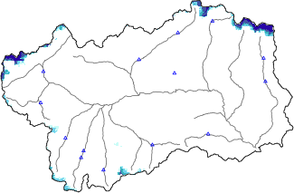 Snow depth + automatic weather station data (AWS) + Modello 1 AINEVA (MOD1) data below 2000 m