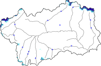 Snow depth + automatic weather station data (AWS) + Modello 1 AINEVA (MOD1) data below 2000 m