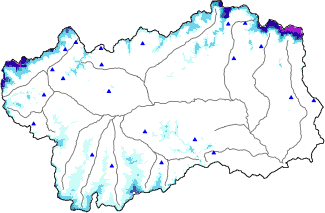 Snow depth + automatic weather station data (AWS) + Modello 1 AINEVA (MOD1) data above 2000 m